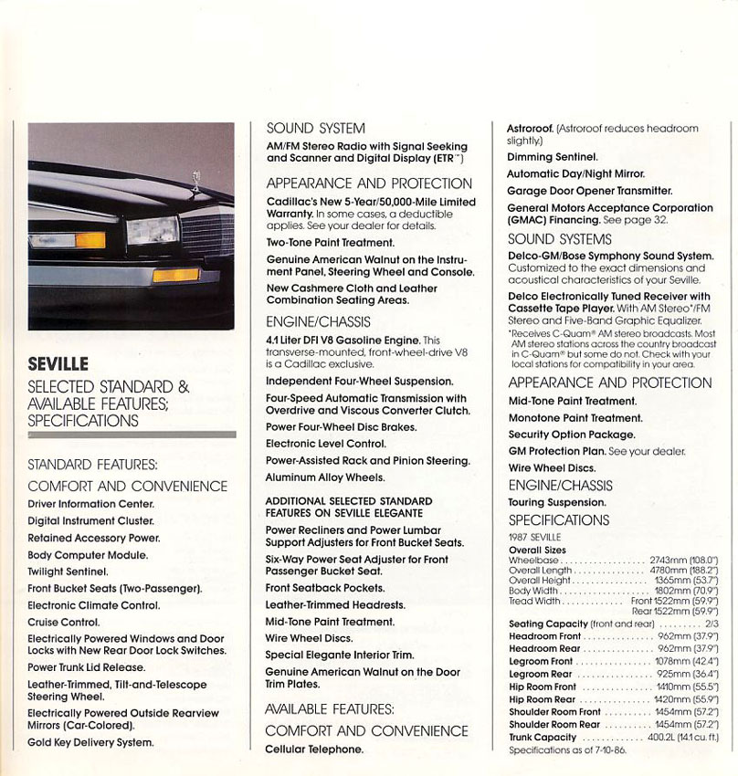 1987 Cadillac Brochure Page 6